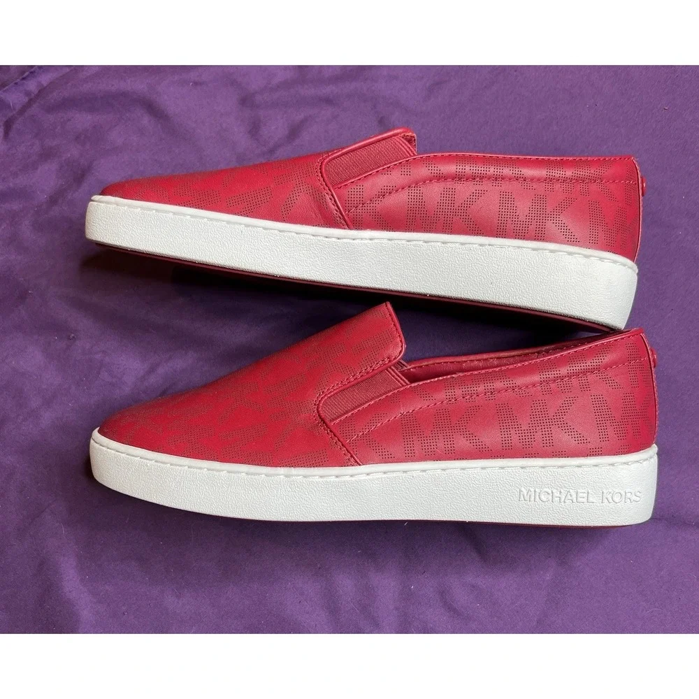 Michael Kors Keaton MK Logo Slip On Sneakers Raspberry 8.5